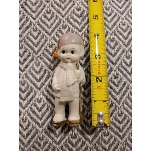 Vintage 1940s-1950s Bisque Porcelain Doll Boy With A Stick And Stocking- Japan